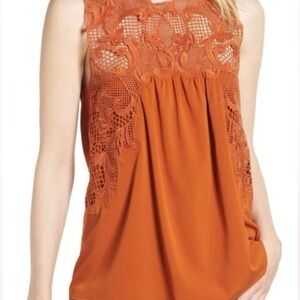 Chelsea28 Brown Babydoll Blouse Sleeveless. Small NWT